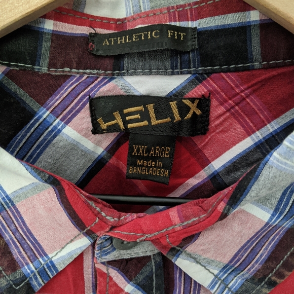 👣Helix Red and Black Plaid Western Shirt - Picture 2 of 3